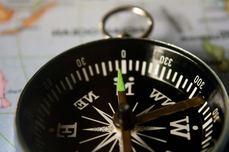 compass, north, south