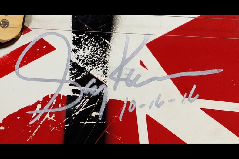 Eddie Van Halen 1984 Owned & 5150 Studio Played Kramer Guitar. Auction item at gottahaverockandroll.com auction. Close up of signature. 