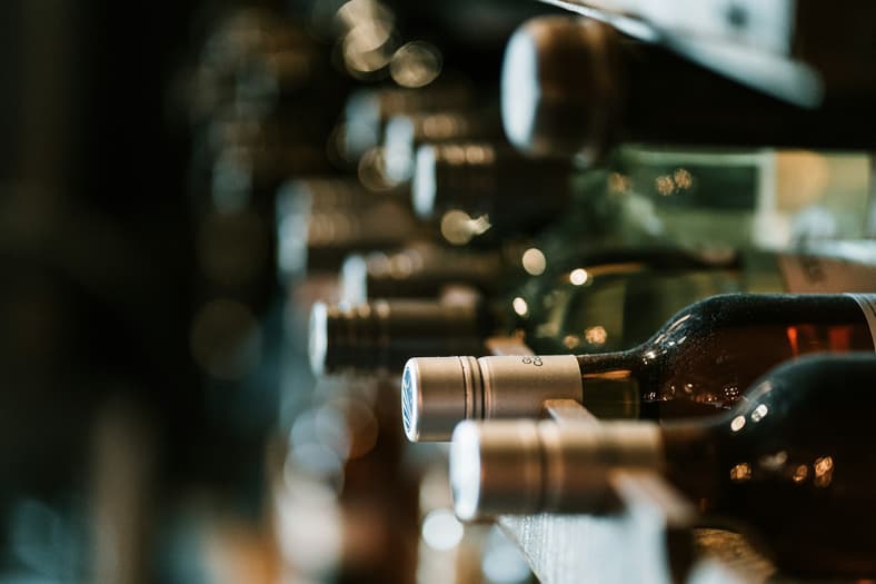rows of wine bottles