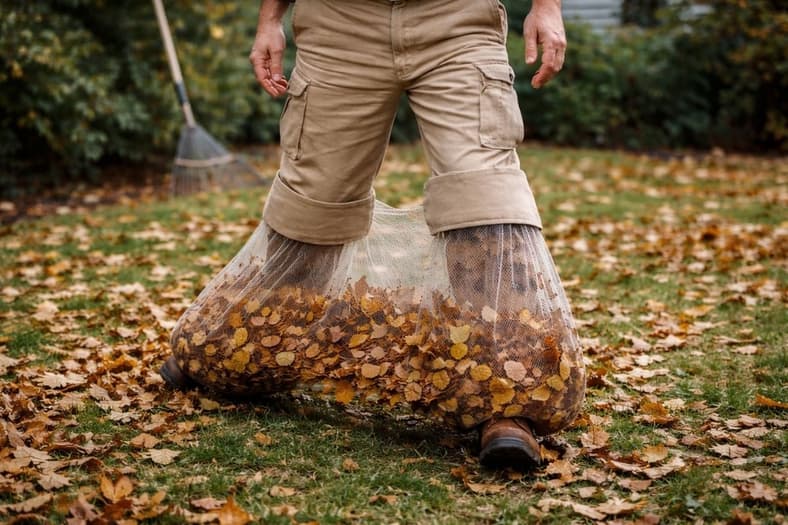 Artist impression of a leaf catching contraption attached to legs.