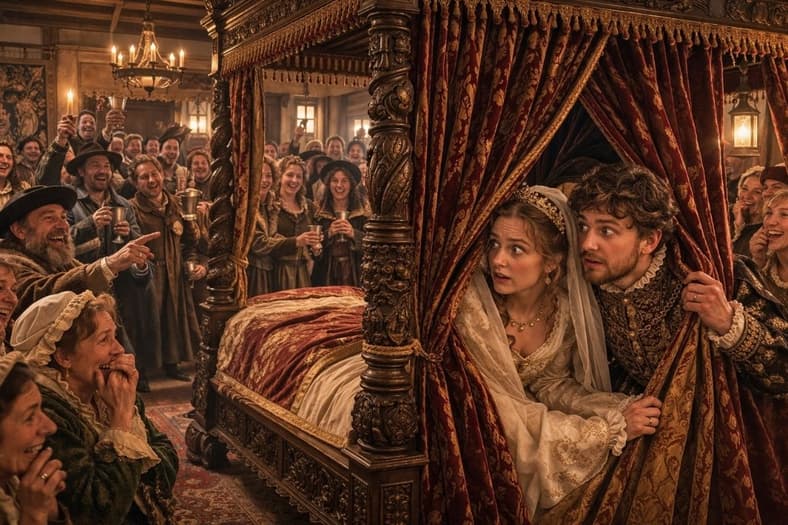 Wedding couple being watched (Artists Impression Only)