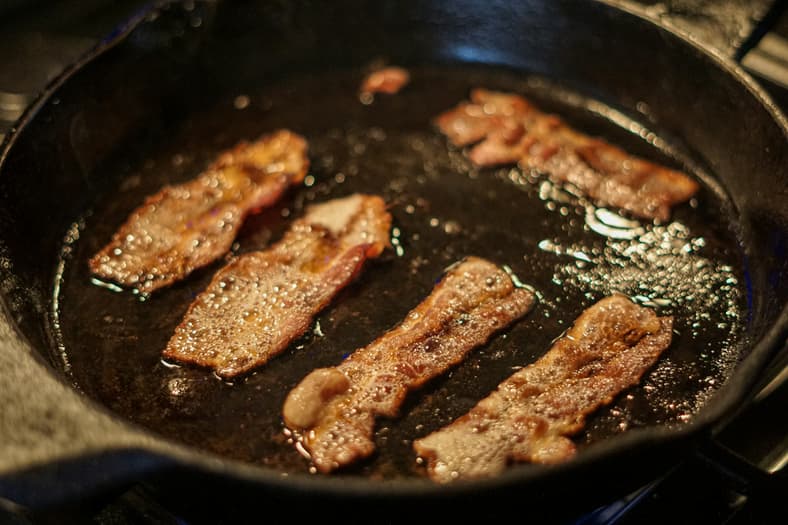 bacon and grease in a pan