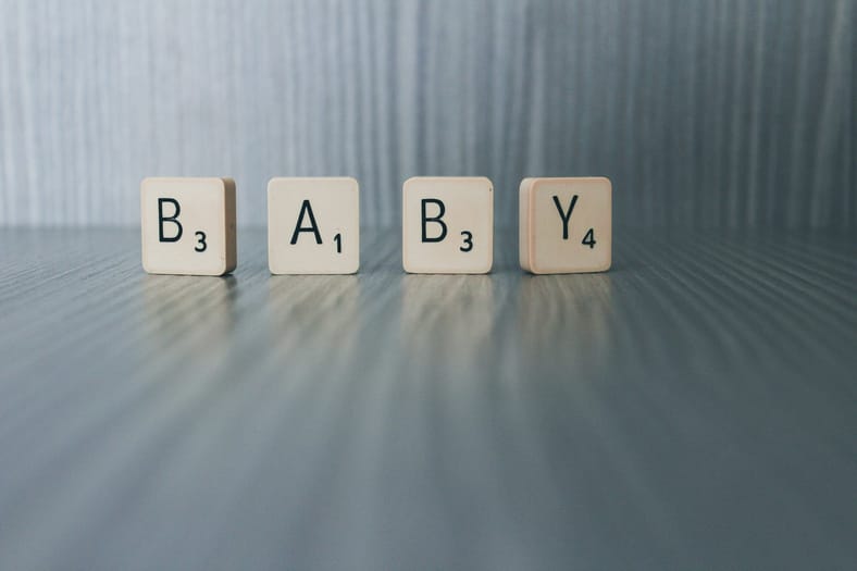 baby in scrabble letters