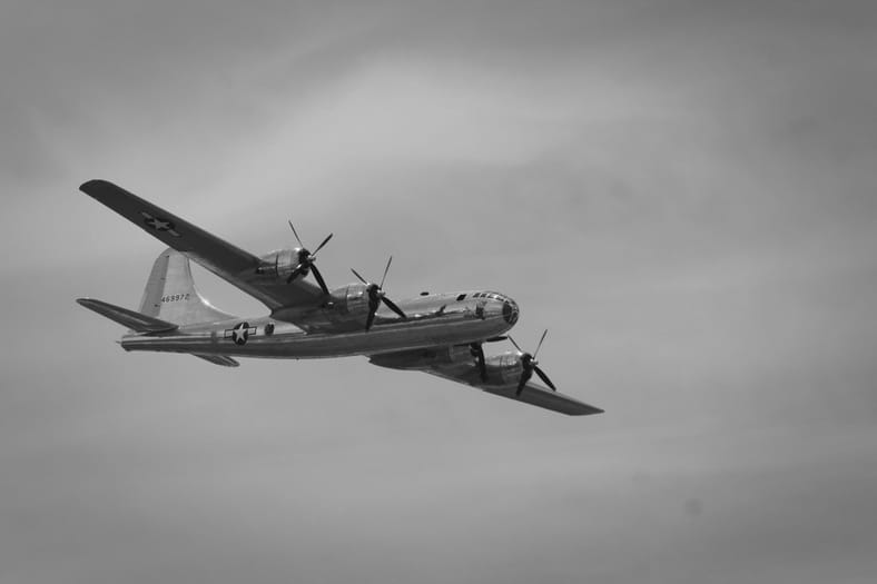 black and white plane