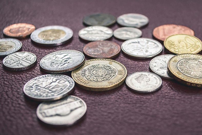 coins on a table