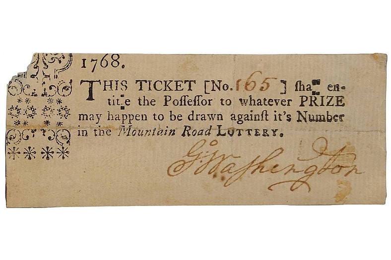 George Washington Signed 1768 Mountain Road Lottery Ticket.