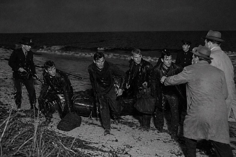 Artist impression: German soldiers being arrested by the FBI.