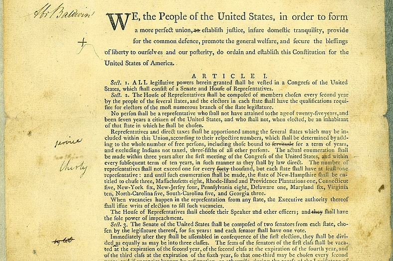Baldwin's draft copy of the U.S. Constitution