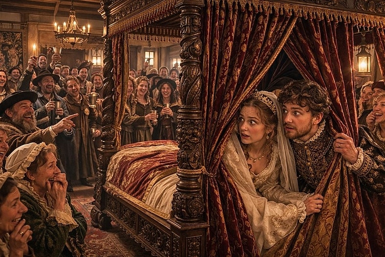 Wedding couple being watched (Artists Impression Only)