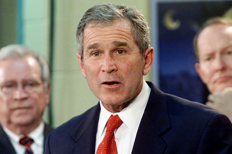 George W. Bush during a campaign stop 