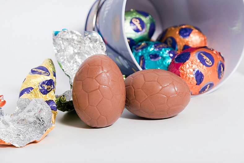 unwrapped chocolate eggs