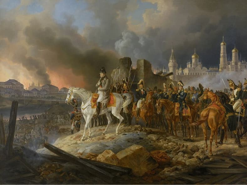 Scorched Earth, Moscow fire of 1812. Painting by Adam Albrecht, Wiki Commons