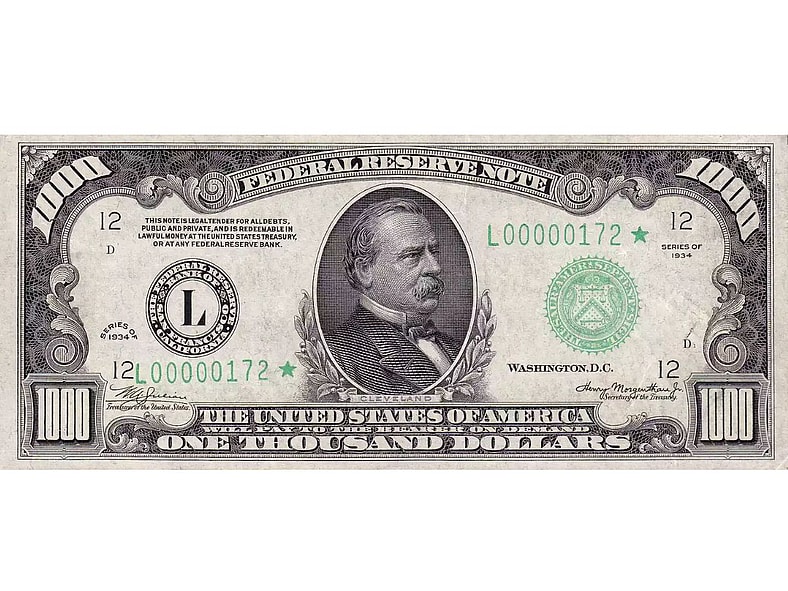 1000 Bill Public Domain