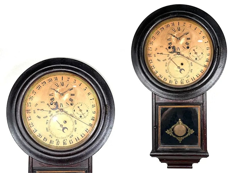 Welch Gale Wall Calendar and Clock 1st Dibs