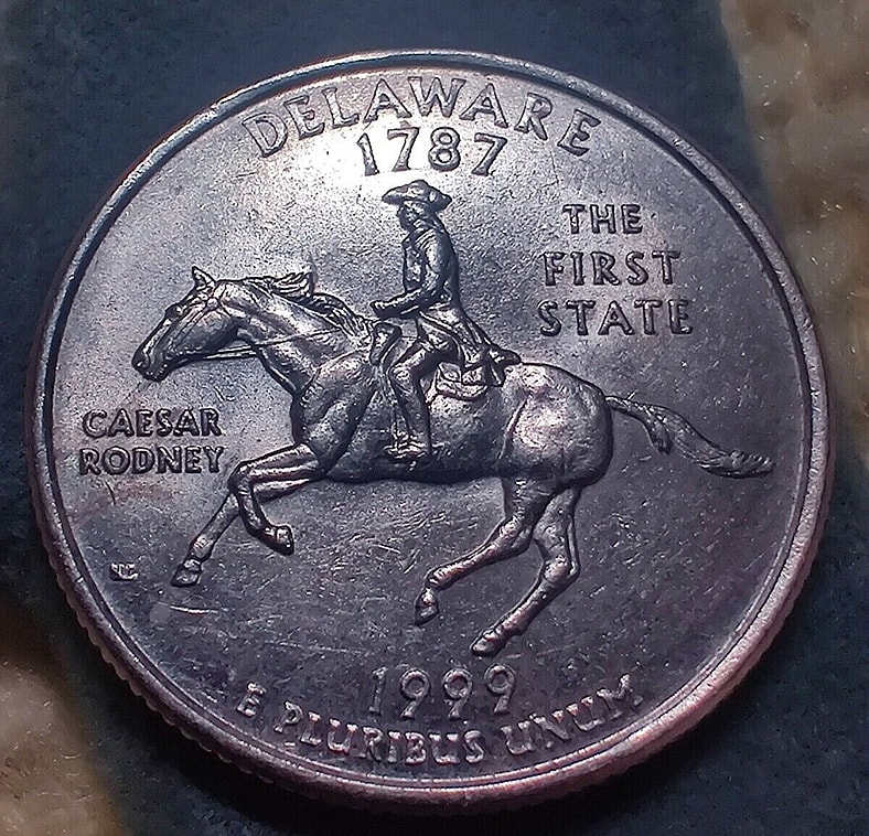 1999 P Delaware Spitting Horse Error Quarter