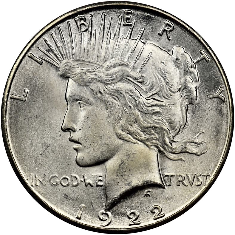 1922 peace silver dollar coin