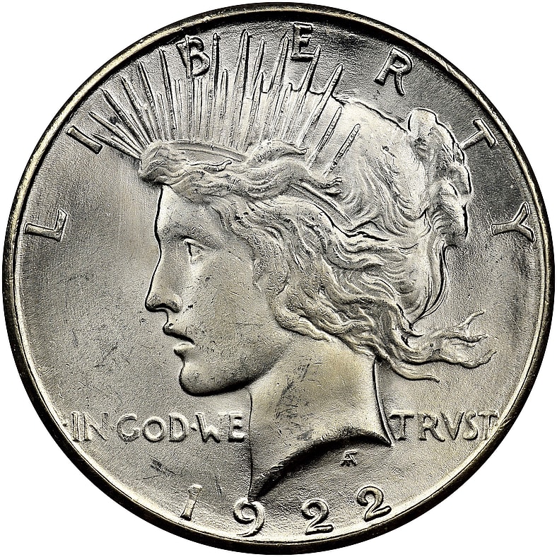 1922 peace silver dollar coin