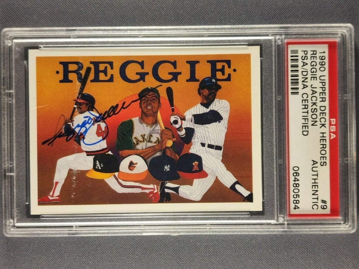 Most valuable Reggie Jackson rookie cards: 1990 Upper Deck Baseball Heroes Reggie Jackson Autograph