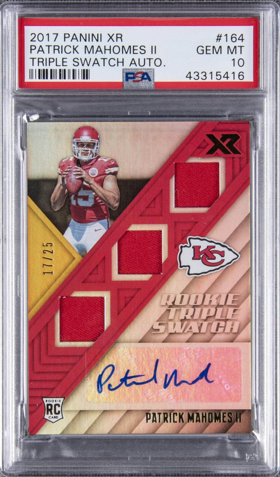 Most valuable Patrick Mahomes rookie cards: 2017 Panini XR #164