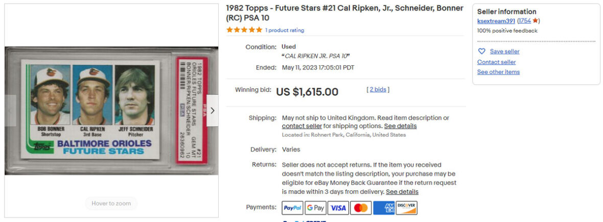 1982 Topps - Future Stars #21 Cal Ripken, Jr., Schneider, Bonner (RC) PSA 10 -- Baseball Cards eBay