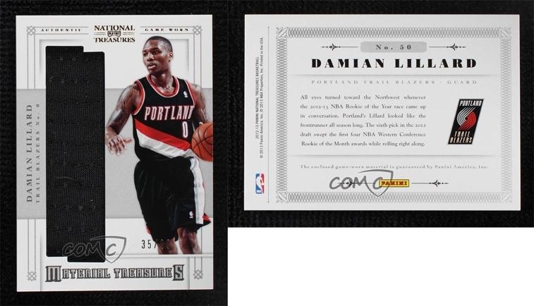 most valuable Damian Lillard rookie cards: 2012-13 Panini National Treasures Damian Lillard #178