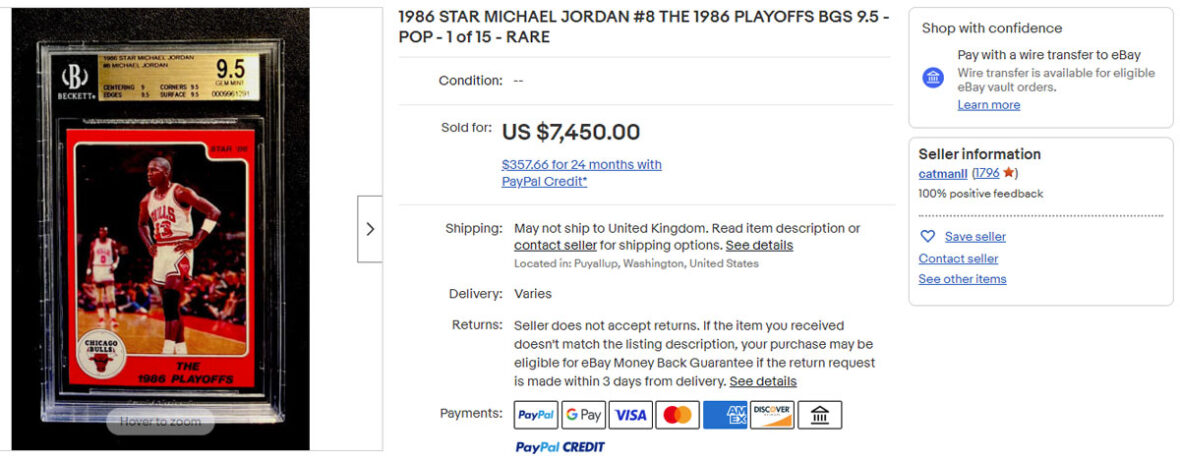 1986 STAR Michael Jordan #8 The 1986 Playoffs BGS 9.5