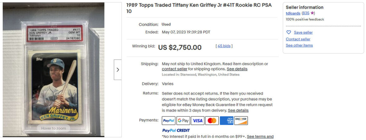 1989 Topps Traded Tiffany Ken Griffey Jr #41T Rookie RC PSA 10
