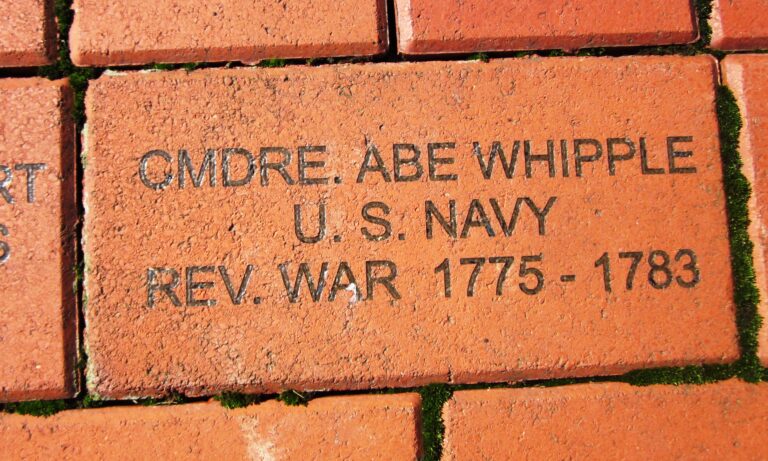 A brick memorializing Abraham Whipple, one of the most overlooked Revolutionary War heroes. 