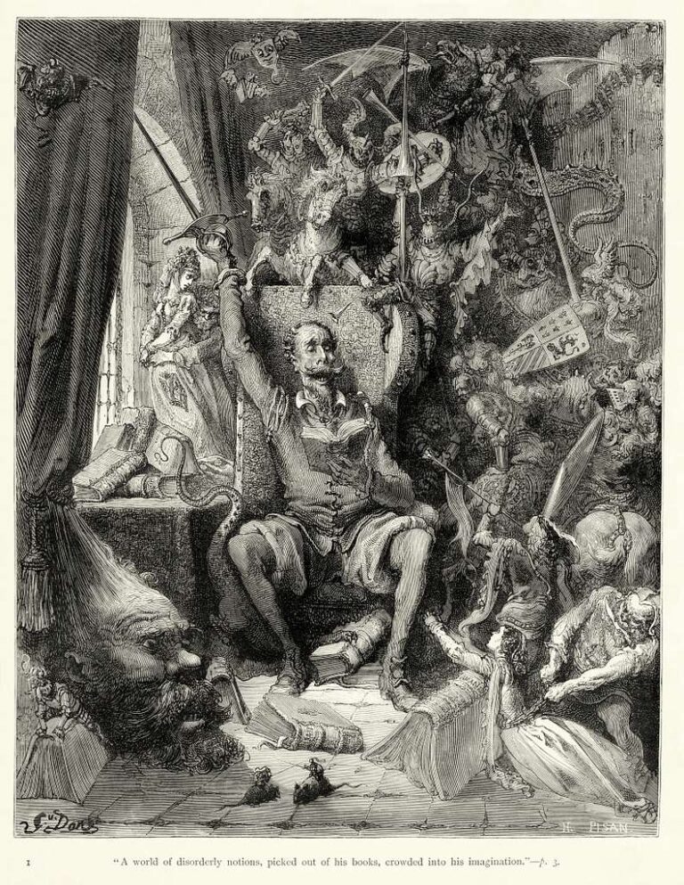A picture of a scene in Don Quixote by Miguel de Cervantes, one of the most popular novels of all time. 