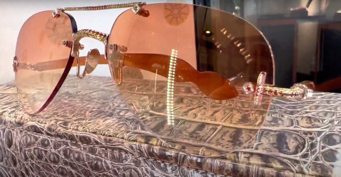 The Luxuriator Style 23 Canary Diamond sunglasses, some of the most expensive sunglasses in the world. 