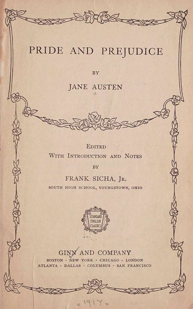 A copy of Pride and Prejudice by Jane Austen, one of the most popular novels of all time. 