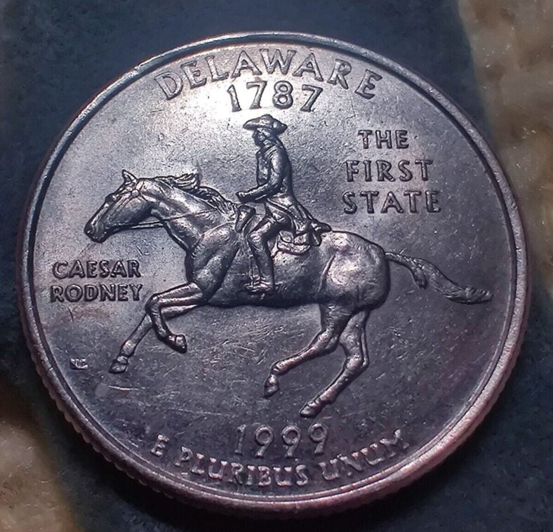 1999 P Delaware Spitting Horse Error Quarter