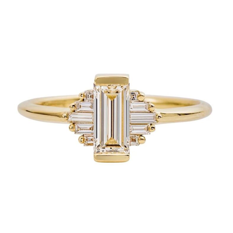 art deco engagement ring baguette diamonds