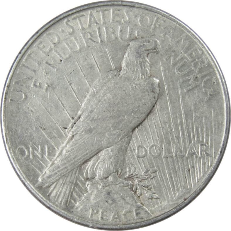 1922 peace silver dollar back