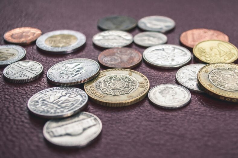 coins on a table