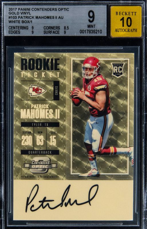 patrick mahomes 2017 optic contenders card