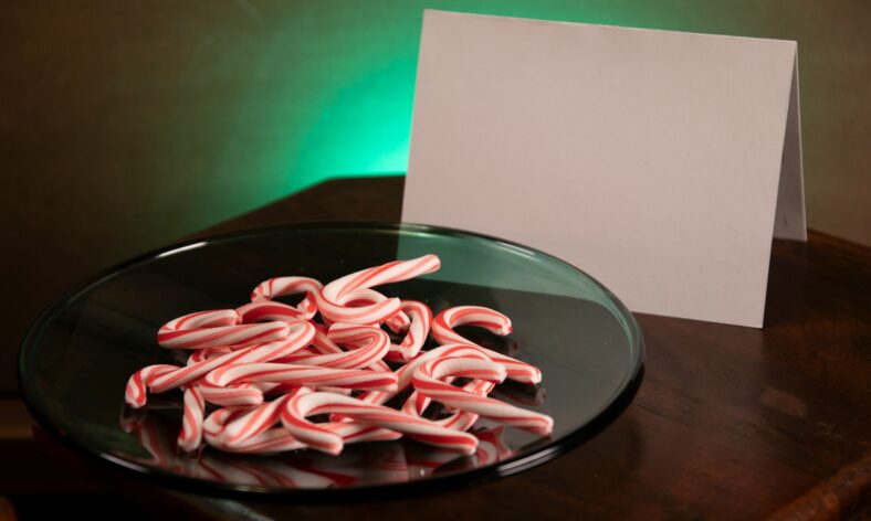 candy canes on a plate